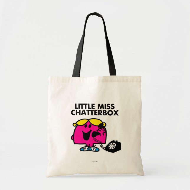 Little Miss Chatterbox & Black Telephone Tote Bag (Front)
