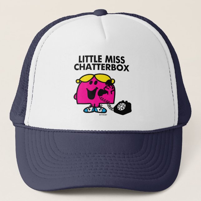 Little Miss Chatterbox & Black Telephone Trucker Hat (Front)