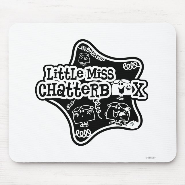 Little Miss Chatterbox | Black & White Star Mouse Pad (Front)