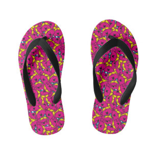 Little Miss Chatterbox   Bright Pink Pattern Kid's Flip Flops