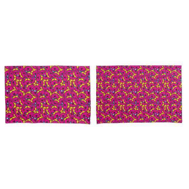 Little Miss Chatterbox | Bright Pink Pattern Pillow Case (Front-Set)