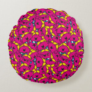 Little Miss Chatterbox   Bright Pink Pattern Round Pillow