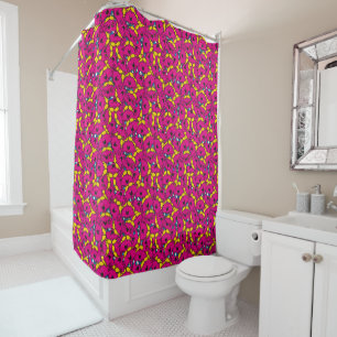 Little Miss Chatterbox Bright Pink Pattern Shower Curtain