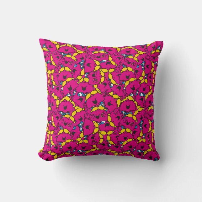 Little Miss Chatterbox | Bright Pink Pattern Throw Pillow (Front)
