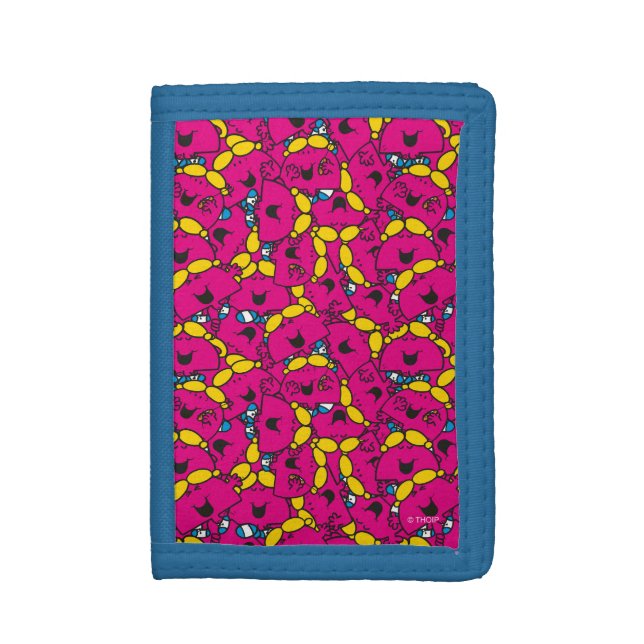 Little Miss Chatterbox | Bright Pink Pattern Trifold Wallet (Front Vertical)