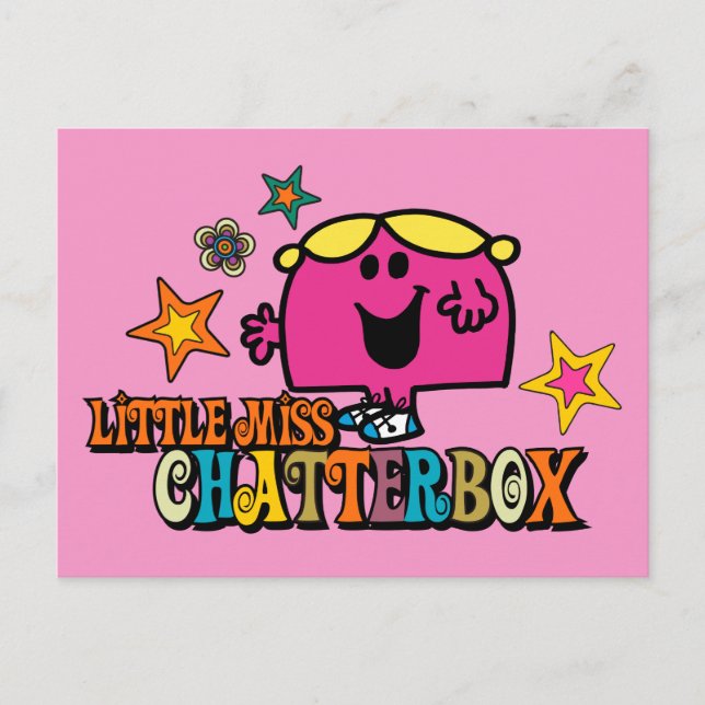 Little Miss Chatterbox & Colorful Stars Postcard (Front)