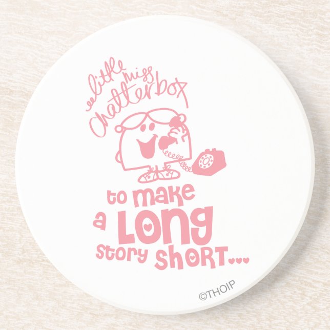 Little Miss Chatterbox | Long Story Short Sandstone Coaster (Front)