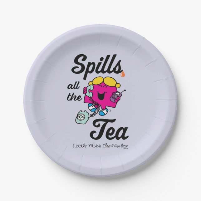 Little Miss Chatterbox Spills All The Tea Paper Plates (Front)