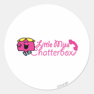 Little Miss Chatterbox Telephone Cord Lettering Classic Round Sticker
