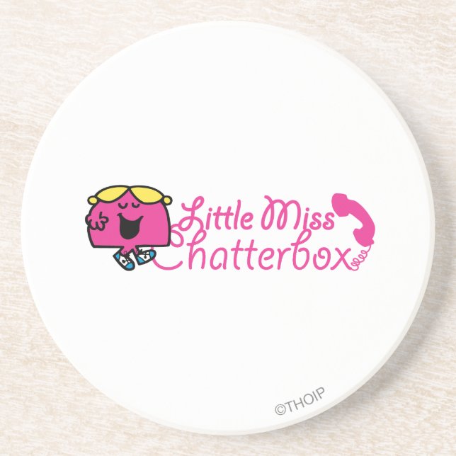 Little Miss Chatterbox | Telephone Cord Lettering Drink Coaster (Front)