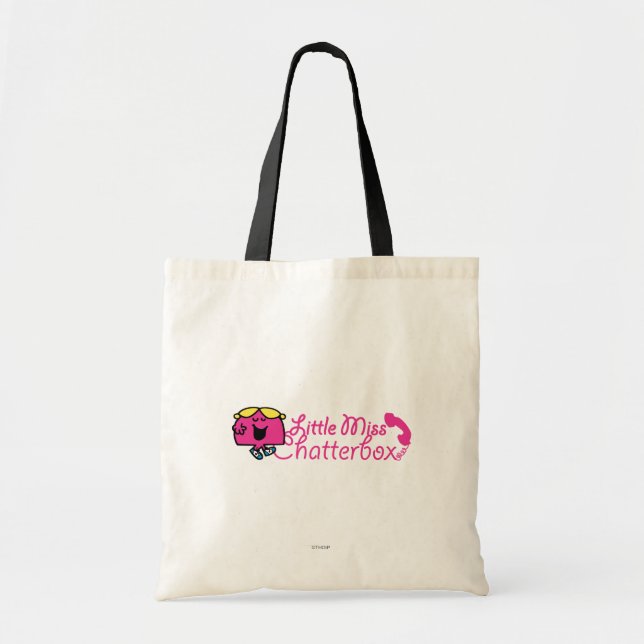 Little Miss Chatterbox | Telephone Cord Lettering Tote Bag (Front)