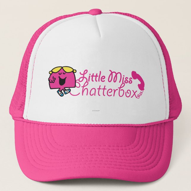 Little Miss Chatterbox | Telephone Cord Lettering Trucker Hat (Front)