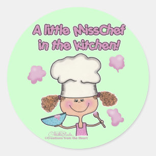 Little Miss Chef Classic Round Sticker