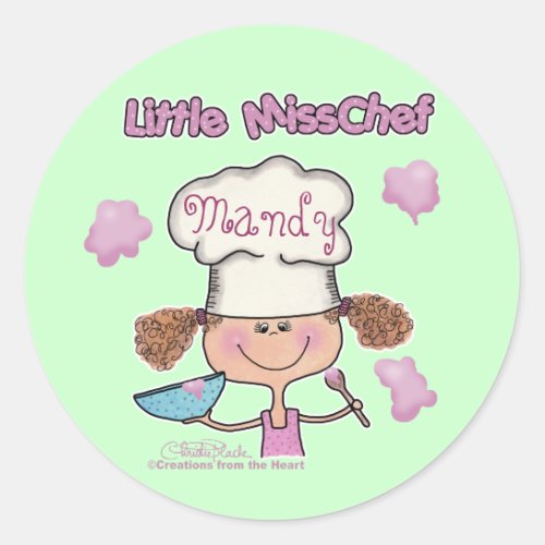 Little Miss Chef Personalize Classic Round Sticker