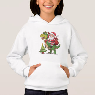 "Little Miss Christmas Dinosaur Hoodie