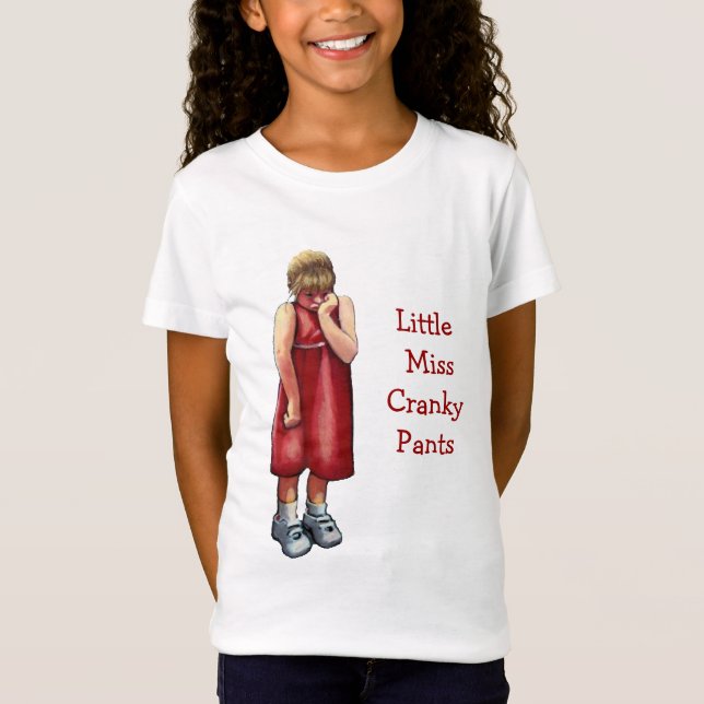 Little Miss Cranky Pants: Pouting Girl: Pastel Art T-Shirt (Front)