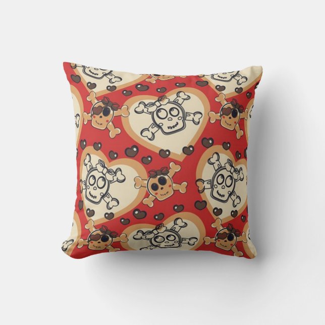 Little Miss Cross And Bones Throw Pillow (Front)