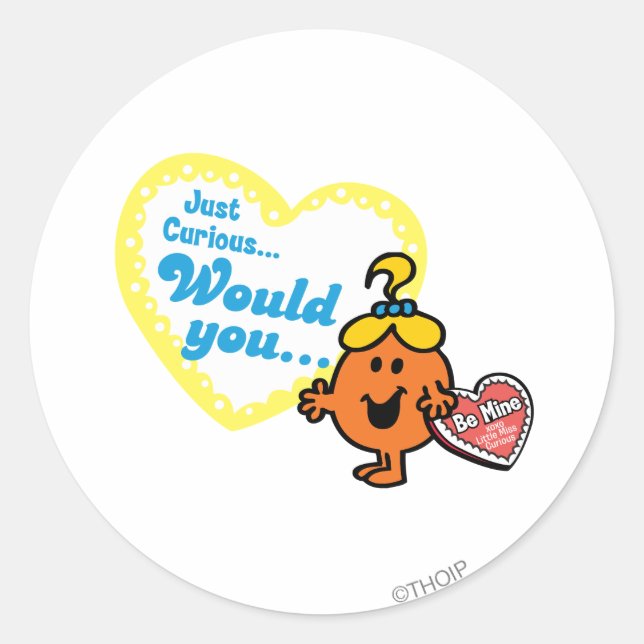 Little Miss Curious Valentine's Day Wish Classic Round Sticker (Front)