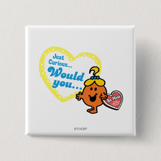 Little Miss Curious Valentine's Day Wish Pinback Button (Front)