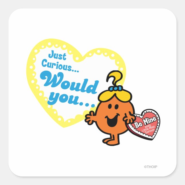 Little Miss Curious Valentine's Day Wish Square Sticker (Front)