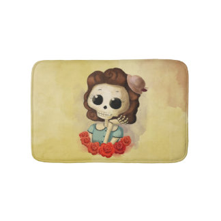 Little Miss Death and Roses Bath Mat