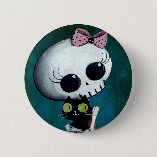 Little Miss Death - Halloween Beauty Pinback Button (Front)