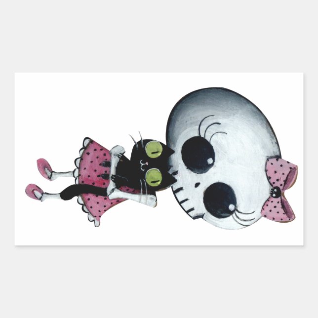 Little Miss Death - Halloween Beauty Rectangular Sticker (Front)