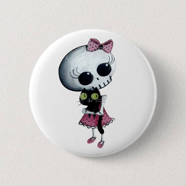 Little Miss Death - Hallowen Beauty Button (Front)