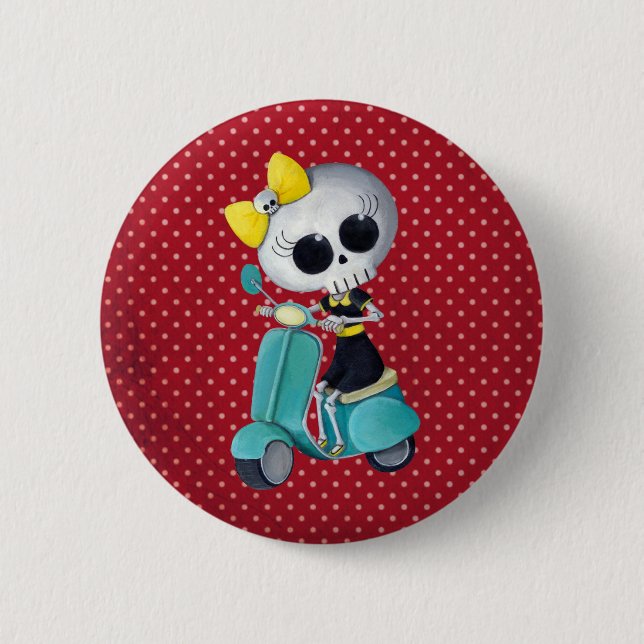 Little Miss Death on Scooter Button (Front)