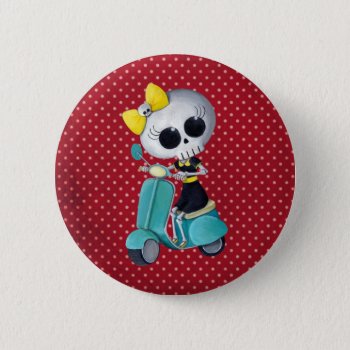 Little Miss Death On Scooter Button by colonelle at Zazzle