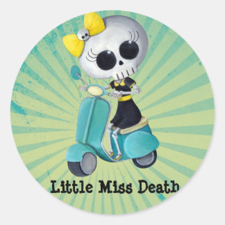 Little Miss Death on Scooter Classic Round Sticker