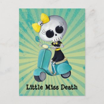 Little Miss Death On Scooter Postcard by partymonster at Zazzle