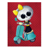 Little Miss Death on Scooter Postcard
