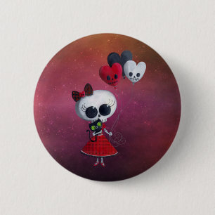 Little Miss Death Valentine Girl Button