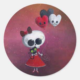 Little Miss Death Valentine Girl Classic Round Sticker