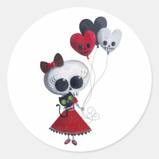 Little Miss Death Valentine Girl Classic Round Sticker