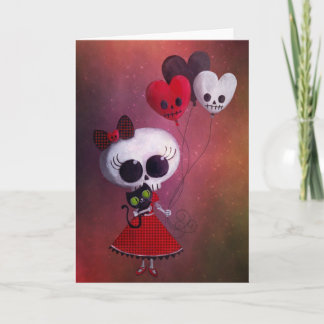 Little Miss Death Valentine Girl Holiday Card