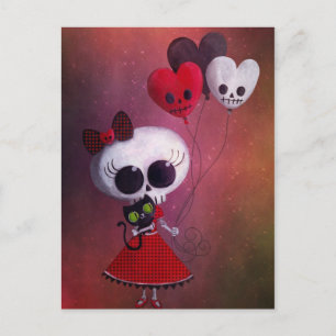 Little Miss Death Valentine Girl Holiday Postcard