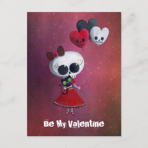 Little Miss Death Valentine Holiday Postcard