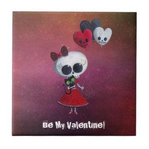 Little Miss Death Valentine Tile