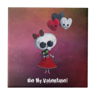 Little Miss Death Valentine Tile