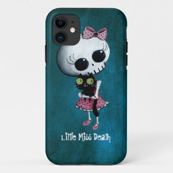 Little Miss Death With Black Cat Iphone 11 Case by partymonster at Zazzle