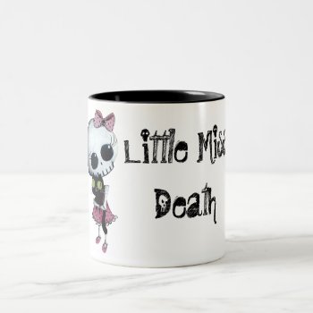 Little Miss Death With Black Cat Two-tone Coffee Mug by partymonster at Zazzle