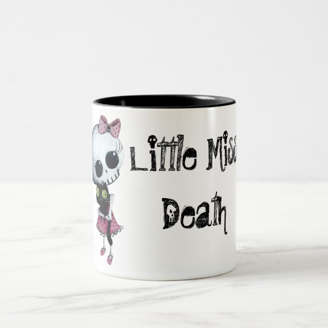 Little Miss Death with Black Cat Two-Tone Coffee Mug (Center)