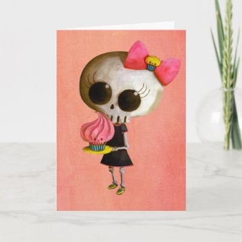 Little Miss Death With Cupcake Card by colonelle at Zazzle