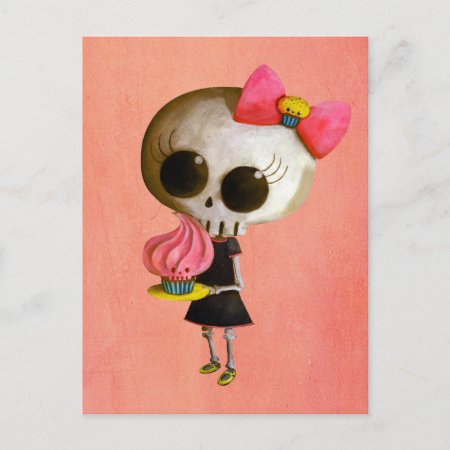 Little Miss Death With Cupcake Postcard