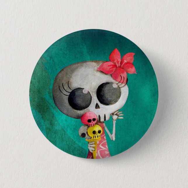 Little Miss Death with Halloween Ice Cream Button (Front)
