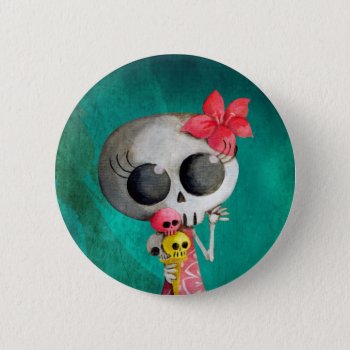 Little Miss Death With Halloween Ice Cream Button by colonelle at Zazzle