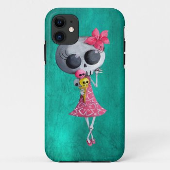Little Miss Death With Halloween Ice Cream Iphone 11 Case by colonelle at Zazzle