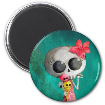 Little Miss Death With Halloween Ice Cream Magnet by colonelle at Zazzle